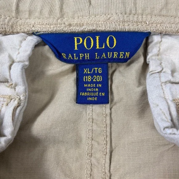 Polo‎ Ralph Lauren Boys Cargo Shorts Beige Drawstring Waist Size XL18 /20 - Picture 5 of 9